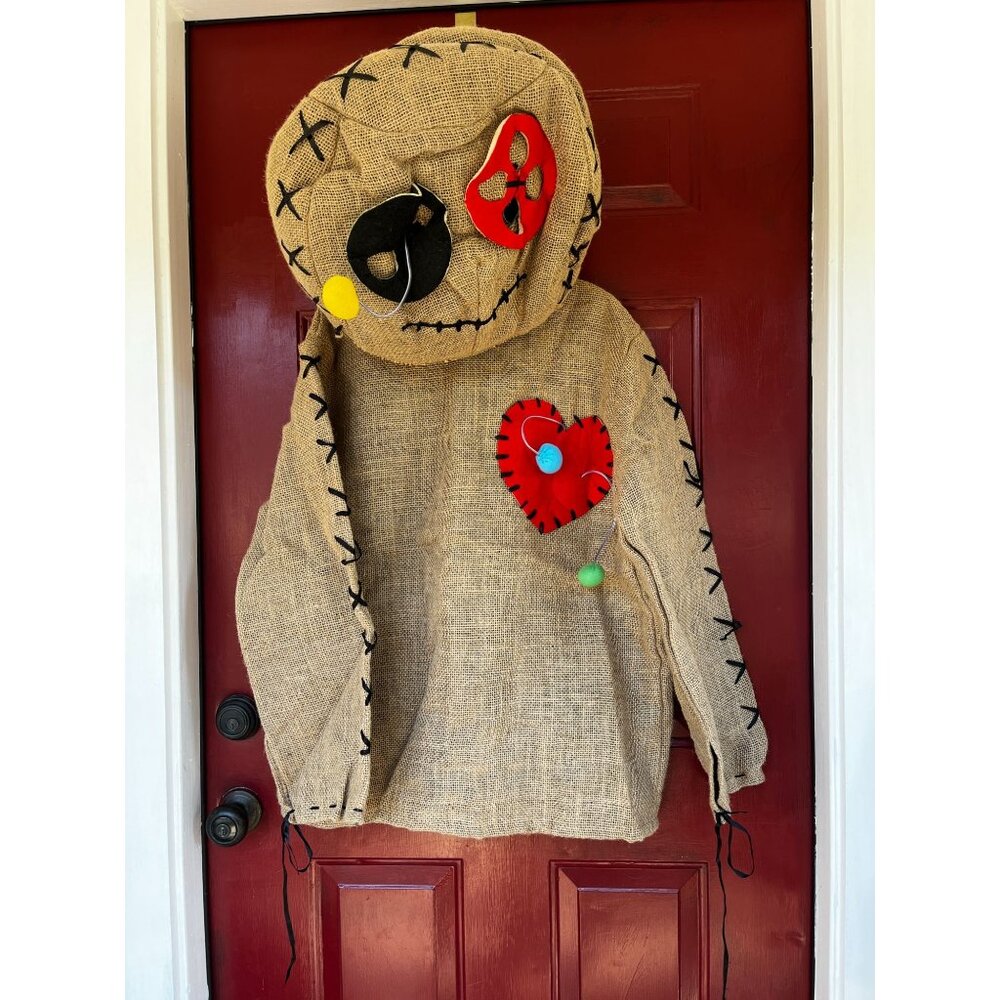 Halloween Fun Costume Burlap Voodoo Doll Costume sz Medium